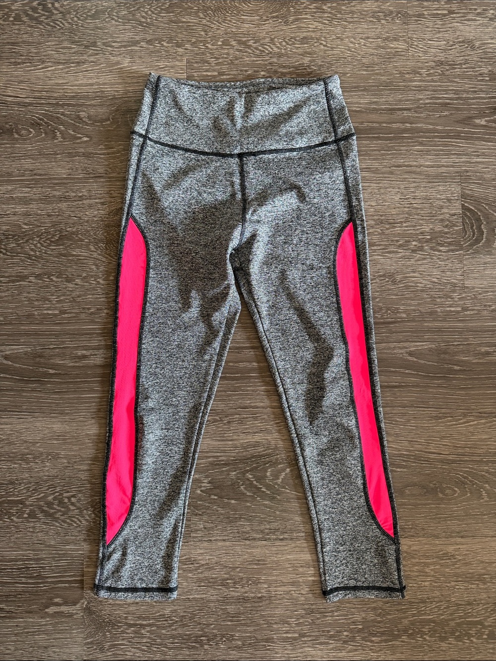 Chances R Grey Workout Leggings with Hot Pink Side Panels